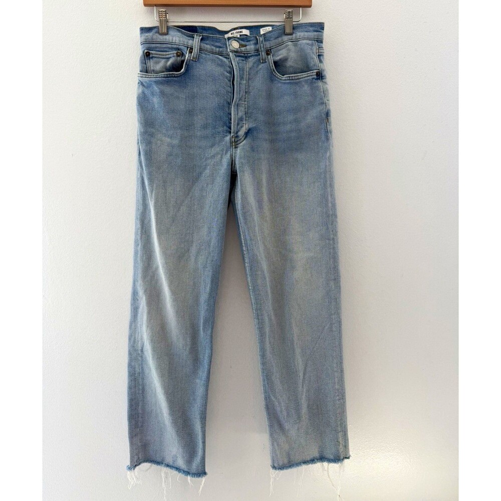 RE/DONE Jeans Womens 29 High Rise Straight Leg Raw Hem Light Wash 90s Style